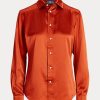 Oranssi naisten Ralph Lauren Mulberry silkkipaidat Oranssi naisten Ralph Lauren Mulberry silkkipaidat