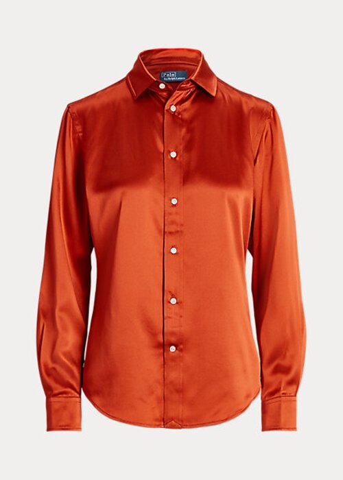 Oranssi naisten Ralph Lauren Mulberry silkkipaidat Oranssi naisten Ralph Lauren Mulberry silkkipaidat
