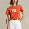 Oranssi naisten Ralph Lauren Rl Logo Jersey T-paidat Oranssi naisten Ralph Lauren Rl Logo Jersey T-paidat