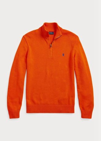 Oranssit miesten Ralph Lauren -puuvillaneulepuserot Oranssit miesten Ralph Lauren -puuvillaneulepuserot