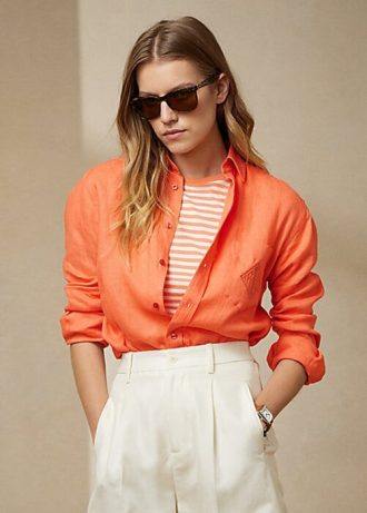 Oranssit naisten Ralph Lauren Adrien pellavapaidat Oranssit naisten Ralph Lauren Adrien pellavapaidat