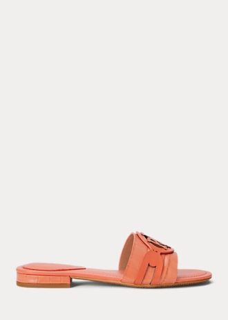 Oranssit naisten Ralph Lauren Alegran krokotiili-kuvioidut nahkakengät