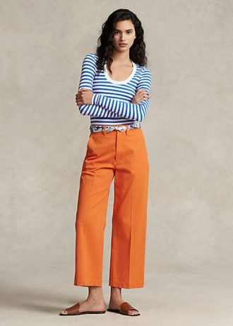 Oranssit naisten Ralph Lauren Chino -leveälahkeiset housut Oranssit naisten Ralph Lauren Chino -leveälahkeiset housut