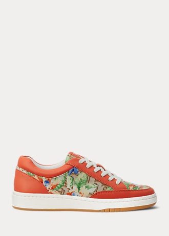 Oranssit naisten Ralph Lauren Hailey kukkamonogrammi jacquard-lenkkarit Oranssit naisten Ralph Lauren Hailey kukkamonogrammi jacquard-lenkkarit