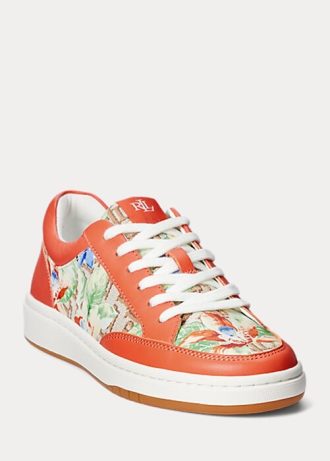 Oranssit naisten Ralph Lauren Hailey kukkamonogrammi jacquard-lenkkarit Oranssit naisten Ralph Lauren Hailey kukkamonogrammi jacquard-lenkkarit
