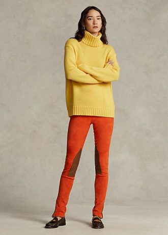Oranssit naisten Ralph Lauren -joustavat lampaannahkaiset mokkajodhpur-leggingsit Oranssit naisten Ralph Lauren -joustavat lampaannahkaiset mokkajodhpur-leggingsit