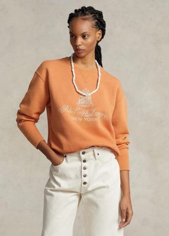 Oranssit naisten Ralph Lauren -logograafiset fleecepuserot Oranssit naisten Ralph Lauren -logograafiset fleecepuserot