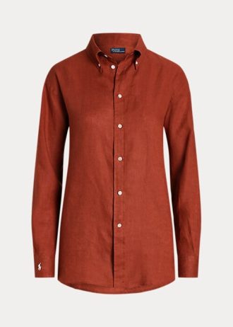 Oranssit naisten Ralph Lauren Relaxed Fit pellavapaidat Oranssit naisten Ralph Lauren Relaxed Fit pellavapaidat
