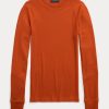 Oranssit naisten Ralph Lauren -resorit mokkanahalla ja pitkähihaiset T-paidat Oranssit naisten Ralph Lauren -resorit mokkanahalla ja pitkähihaiset T-paidat
