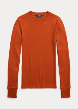 Oranssit naisten Ralph Lauren -resorit mokkanahalla ja pitkähihaiset T-paidat