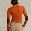Oranssit naisten Ralph Lauren -resorit mokkanahalla ja pitkähihaiset T-paidat Oranssit naisten Ralph Lauren -resorit mokkanahalla ja pitkähihaiset T-paidat