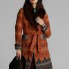 Oranssit naisten Ralph Lauren Shearling-kauluksiset jacquard-takit