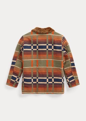 Oranssit naisten Ralph Lauren Shearling-kaulus Jacquard-takit