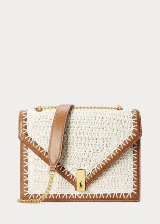Pergamentti Cream Naisten Ralph Lauren Polo ID Virkattu kirjekuori ketju Crossbody Laukut