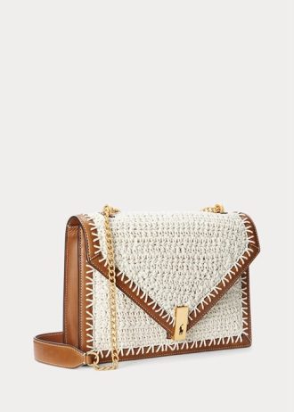 Pergamentti Cream Naisten Ralph Lauren Polo ID Virkattu kirjekuori ketju Crossbody Laukut