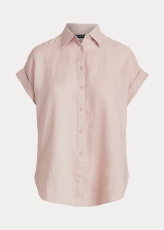 Pinkki naisten Ralph Lauren pellava Dolman-hihaiset paidat Pinkki naisten Ralph Lauren pellava Dolman-hihaiset paidat