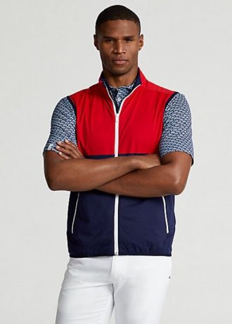 Punainen / laivastonsininen miesten Ralph Lauren vettä hylkivä pakattava liivi
