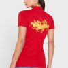 Punainen Naisten Ralph Lauren Button Yksityiskohta Shirt Poolopaidat Punainen Naisten Ralph Lauren Button Yksityiskohta Shirt Poolopaidat
