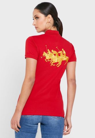 Punainen Naisten Ralph Lauren Button Yksityiskohta Shirt Poolopaidat