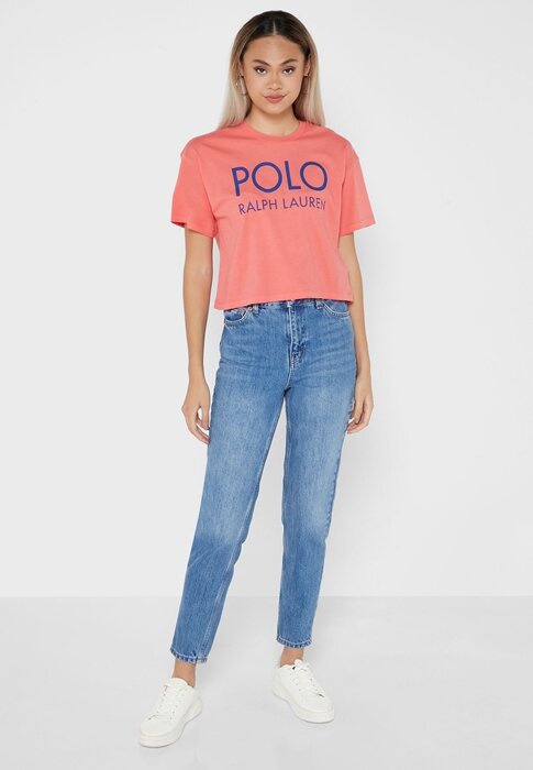 Punainen naisten Ralph Lauren Graphic Logo T-paidat Punainen naisten Ralph Lauren Graphic Logo T-paidat