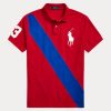 Punaiset miesten Ralph Lauren Big Pony mesh poolopaidat