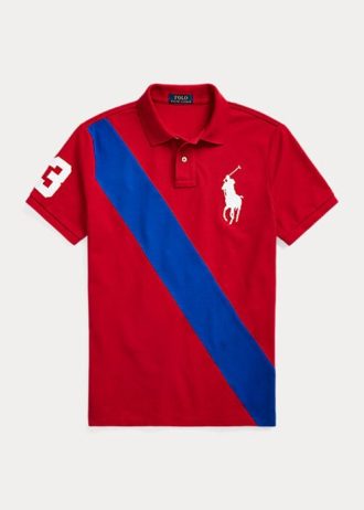 Punaiset miesten Ralph Lauren Big Pony mesh poolopaidat Punaiset miesten Ralph Lauren Big Pony mesh poolopaidat