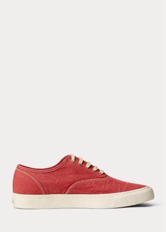 Punaiset miesten Ralph Lauren Canvas -lenkkarit Punaiset miesten Ralph Lauren Canvas -lenkkarit