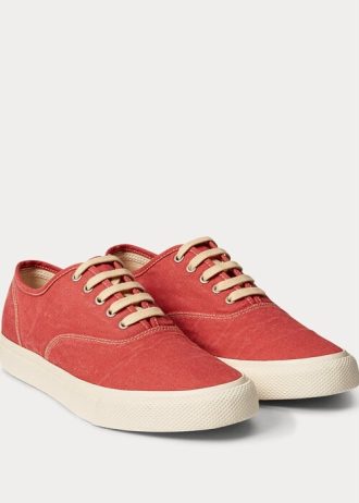 Punaiset miesten Ralph Lauren Canvas -lenkkarit Punaiset miesten Ralph Lauren Canvas -lenkkarit