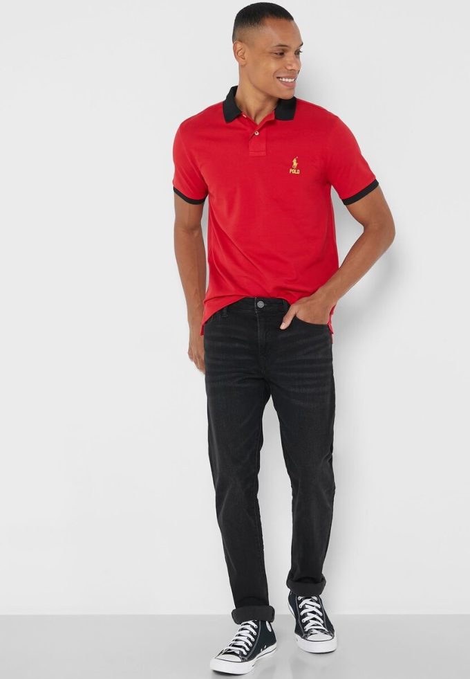 Punaiset miesten Ralph Lauren Essential T-paidat Punaiset miesten Ralph Lauren Essential T-paidat
