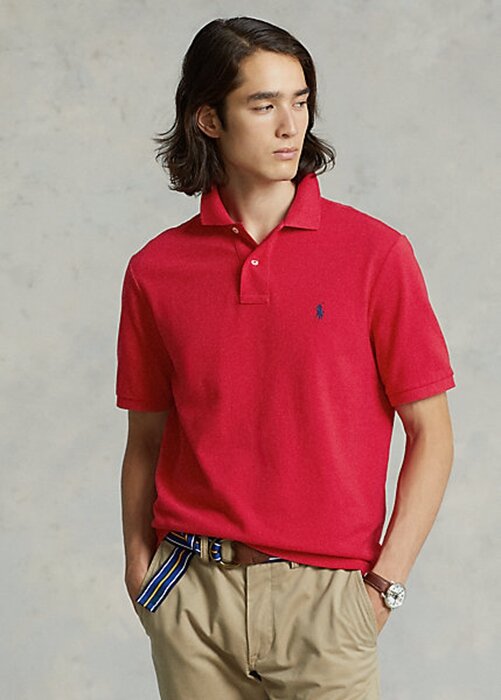 Punaiset miesten Ralph Lauren Ikoniset mesh poolopaidat Punaiset miesten Ralph Lauren Ikoniset mesh poolopaidat