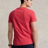 Punaiset miesten Ralph Lauren mukautetut Slim Fit Crewneck T-paidat Punaiset miesten Ralph Lauren mukautetut Slim Fit Crewneck T-paidat