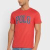 Punaiset Miesten Ralph Lauren Slogan Crew Neck T-paidat Punaiset Miesten Ralph Lauren Slogan Crew Neck T-paidat