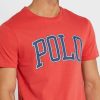Punaiset Miesten Ralph Lauren Slogan Crew Neck T-paidat Punaiset Miesten Ralph Lauren Slogan Crew Neck T-paidat