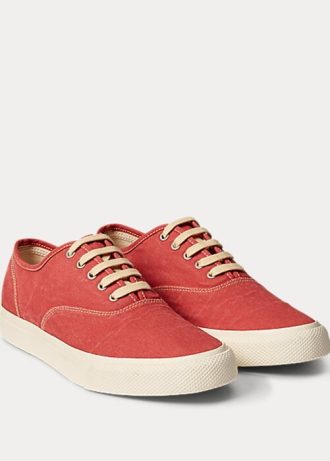 Punaiset naisten Ralph Lauren Canvas -lenkkarit Punaiset naisten Ralph Lauren Canvas -lenkkarit