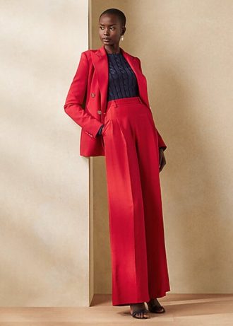 Punaiset naisten Ralph Lauren Graciela Silk Shantung -housut Punaiset naisten Ralph Lauren Graciela Silk Shantung -housut