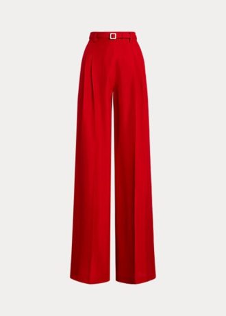 Punaiset naisten Ralph Lauren Graciela Silk Shantung -housut Punaiset naisten Ralph Lauren Graciela Silk Shantung -housut