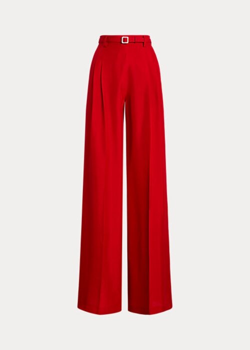 Punaiset naisten Ralph Lauren Graciela Silk Shantung -housut Punaiset naisten Ralph Lauren Graciela Silk Shantung -housut
