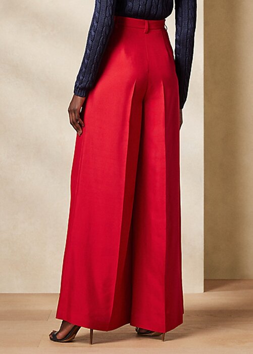 Punaiset naisten Ralph Lauren Graciela Silk Shantung -housut Punaiset naisten Ralph Lauren Graciela Silk Shantung -housut