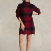 Punaiset naisten Ralph Lauren Plaid Alpaca -sekoitehameet Punaiset naisten Ralph Lauren Plaid Alpaca -sekoitehameet