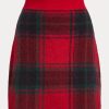 Punaiset naisten Ralph Lauren Plaid Alpaca -sekoitehameet Punaiset naisten Ralph Lauren Plaid Alpaca -sekoitehameet