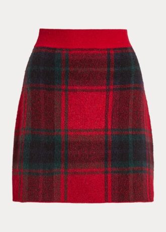 Punaiset naisten Ralph Lauren Plaid Alpaca -sekoitehameet