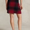 Punaiset naisten Ralph Lauren Plaid Alpaca -sekoitehameet Punaiset naisten Ralph Lauren Plaid Alpaca -sekoitehameet