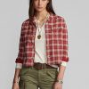 Punaiset naisten Ralph Lauren Plaid -printtipaidat