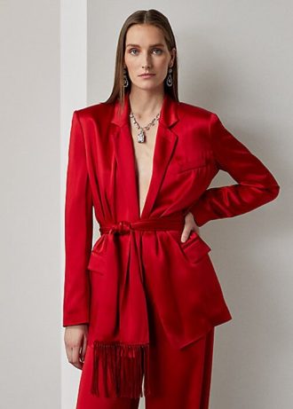 Punaiset naisten Ralph Lauren Quinton vyölliset satiinitakit
