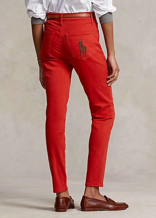 Punaiset naisten Ralph Lauren Tompkinsin korkeat, kapeat farkut Punaiset naisten Ralph Lauren Tompkinsin korkeat, kapeat farkut