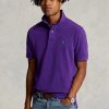 Purppura miesten Ralph Lauren mukautetut Slim Fit mesh poolopaidat Purppura miesten Ralph Lauren mukautetut Slim Fit mesh poolopaidat
