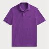 Purppura miesten Ralph Lauren mukautetut Slim Fit mesh poolopaidat Purppura miesten Ralph Lauren mukautetut Slim Fit mesh poolopaidat