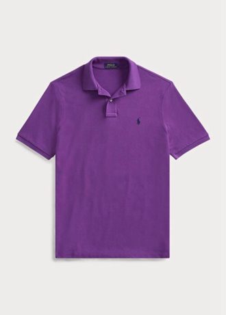 Purppura miesten Ralph Lauren mukautetut Slim Fit mesh poolopaidat Purppura miesten Ralph Lauren mukautetut Slim Fit mesh poolopaidat
