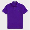 Purppura miesten Ralph Lauren mukautetut Slim Fit mesh poolopaidat Purppura miesten Ralph Lauren mukautetut Slim Fit mesh poolopaidat