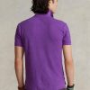 Purppura miesten Ralph Lauren mukautetut Slim Fit mesh poolopaidat Purppura miesten Ralph Lauren mukautetut Slim Fit mesh poolopaidat